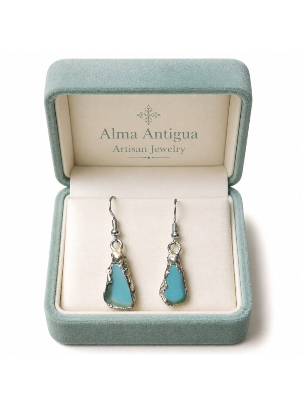 West Coast Sea Glass & Silver Dangle Earrings | 925 Hooks | Alma Antigua